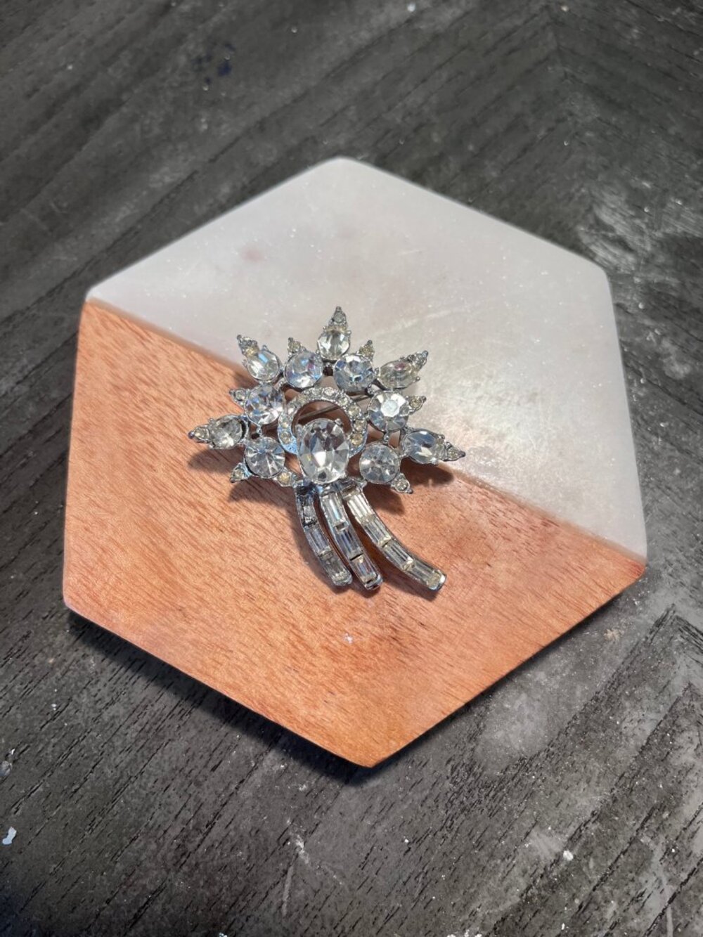 Vintage 1930s Rhinestone Starburst Brooch